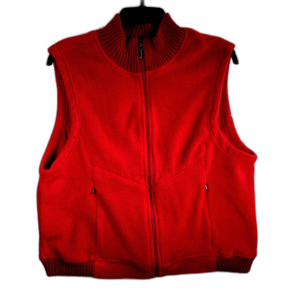 Catalina Women's Fleece Vest Poly Christmas Red Winter Lightweight Sz L (12/14)